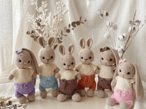 Nerti žaisliukai Kiškučiai - 6 vienetai