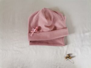 Kepurė su aplikacija + mova kūdikiams pelenų rožės spalvos