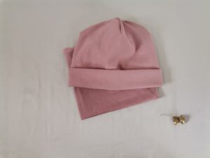 Kepurė + mova rinkinys kūdikiams ir vaikams pelenų rožės spalvos