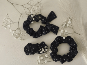 Šilkiniai plaukų aksesuarai Polka Dot: gumytės ir segtukas